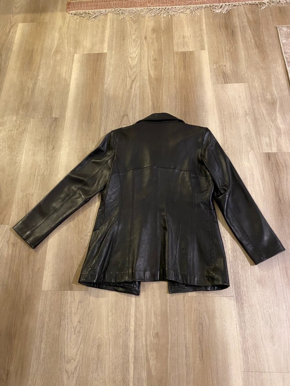 90s Vintage Siena Studio Genuine Leather Jacket Black Tailored Minimalist Coat - Picture 5 of 13